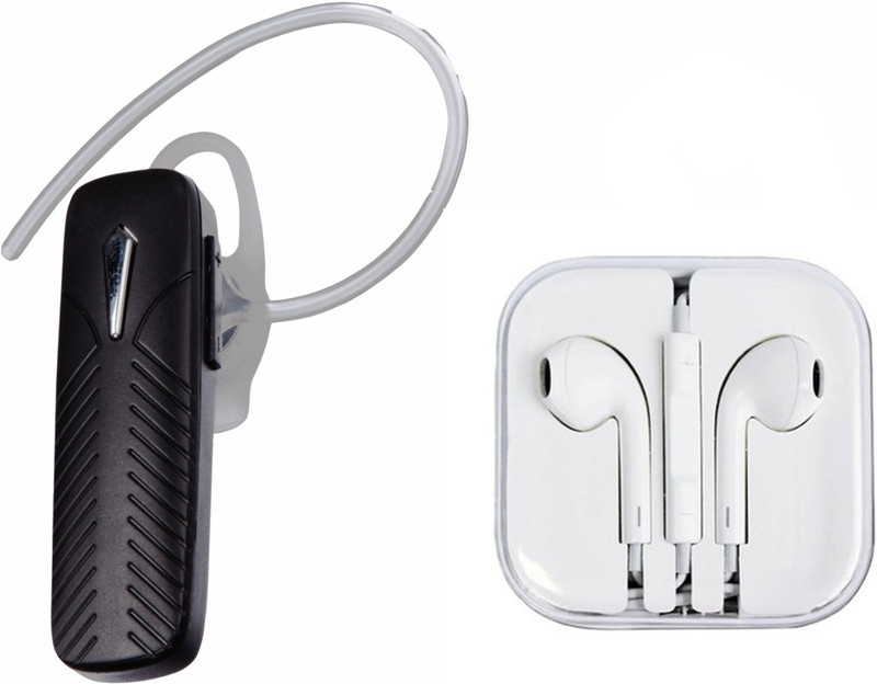 saiesha Bluetooth & Earphone (Combo) Bluetooth Headset with Mic(Multicolor, White, On the Ear)