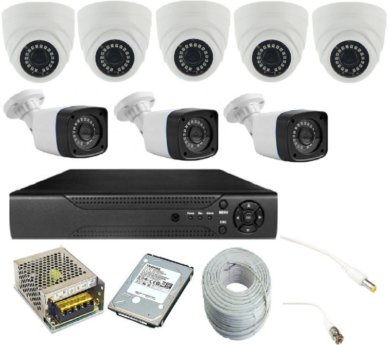 ds vision DS VISION 2.4 MP 5 dome camera, 3 bullet CAMERA, 8 CHANNEL DVR, 1 TB HARD DISK, 4 CHANNEL POWER SUPPLY, 90 MTR WIRE BUNDLE Security Camera (1 TB, 8 Channel) Security Camera(1 TB, 8 Channel)