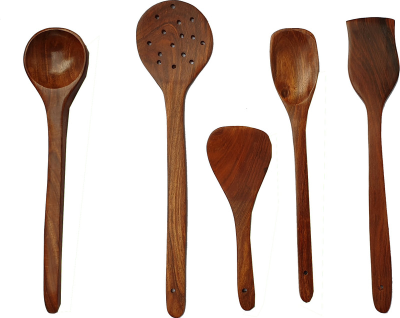 wood craft india spoon & spatula 002 wooden spoon 002 shesham polished Kitchen Tool Set(shesham polished)