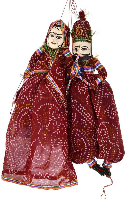versatile bazaar Rajsthani Famous Dulha Dulhan Puppets Decorative Showpiece  -  25 cm(Terracotta, Red)