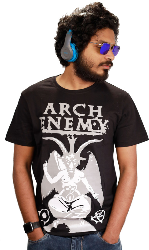 tzin Printed Men Round Neck Black T-Shirt