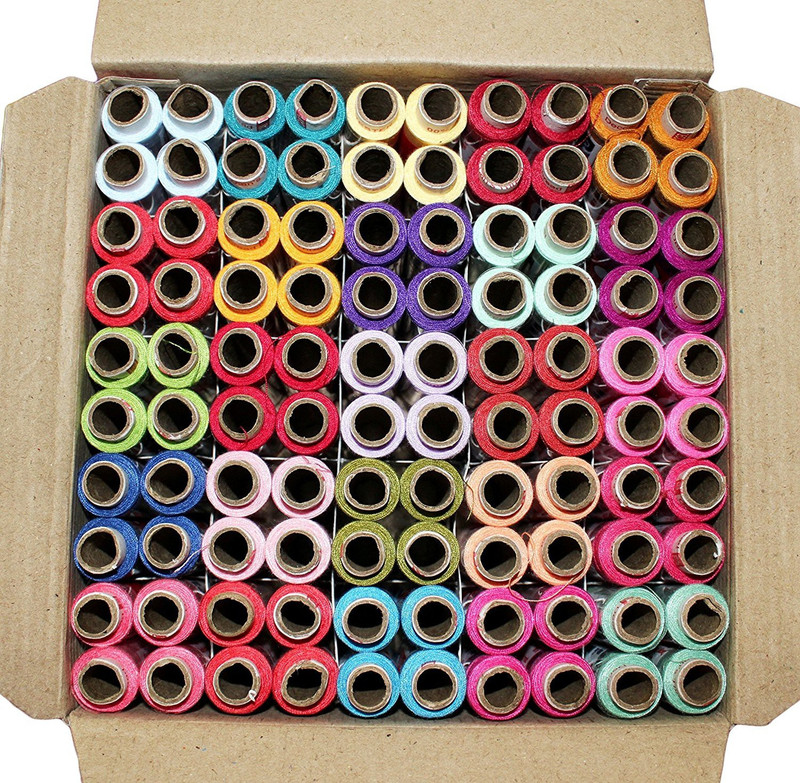 hind home 100 Thread Spools (25 Shades, Each 4 In No.) Multicolor Thread(180 Pack of100)