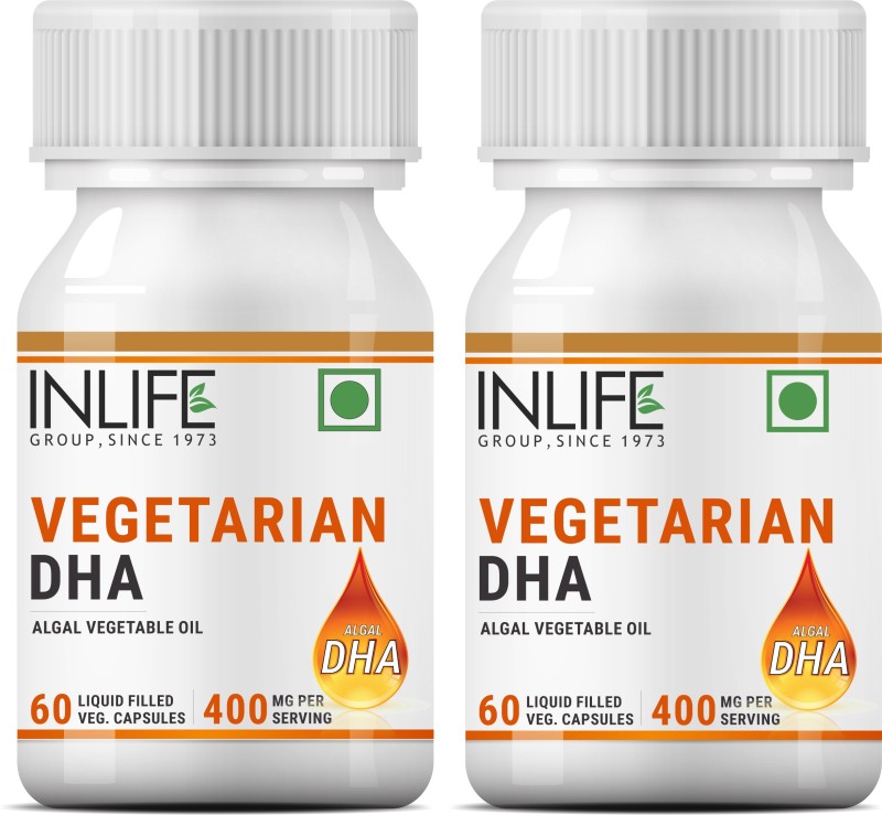 Inlife Vegetarian Omega 3 DHA Algal Oil Supplement 400 mg-60 Vegetarian s (2 Pack)(120 No)