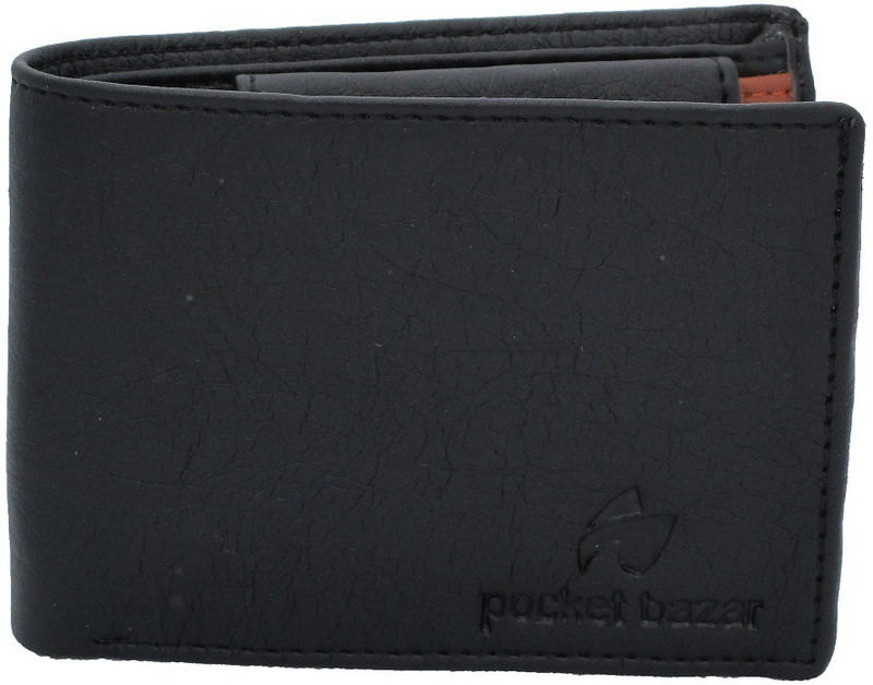 pocket bazar Men Tan, Black Artificial Leather Wallet(4 Card Slots)
