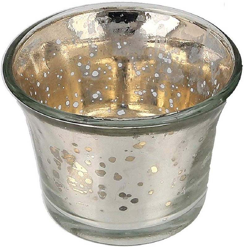 zart Butter Votive Royal Glass Tea Light Candle Holder with 2 Tea Light Candle Glass Tealight Holder Set(Multicolor, Pack of 2)
