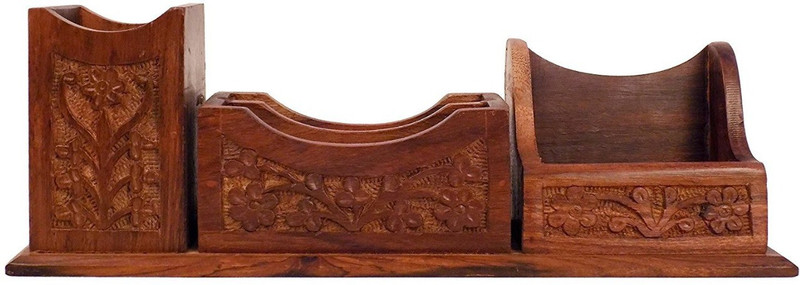 the bells 4 Compartments Wood Mobile holder(Brown)
