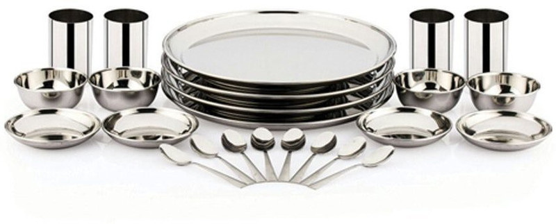 jam enterprises Stainless Steel Lunch Sparkle Pack of 24 Dinner Set (Stainless Steel) Pack of 24 Dinner Set(Stainless Steel)