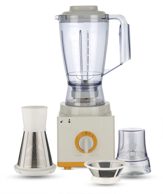 BMS Lifestyle AMR502A_Yellow 5-in-1 Food Processer, Smoothie Blender, Wide Mouth Centrifugal Juice Extractor 2-Speed for Fruits and Vegetable with Blender, Chopper Grinder, Meat Grinder 500 W Food Processor(Off White, Yellow)