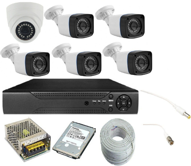 ds vision DS VISION 2.4 MP 1 dome camera, 5 bulet camera, 8 CHANNEL DVR, 1 TB HARD DISK, 8 CHANNEL POWER SUPPLY, 90 MTR WIRE BUNDLE Security Camera (1 TB, 8 Channel) Security Camera(1 TB, 8 Channel)
