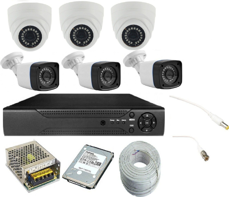ds vision DS VISION 2.4 MP 3 dome camera, 3 bullet CAMERA, 8 CHANNEL DVR, 1 TB HARD DISK, 4 CHANNEL POWER SUPPLY, 90 MTR WIRE BUNDLE Security Camera (500 GB, 4 Channel) Security Camera(1 TB, 8 Channel)