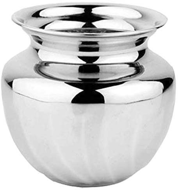ethniccreations2 Silver Glossy Stainless steel heavy Lota 10 No 1 liter matki Stainless Steel Kalash(Silver)