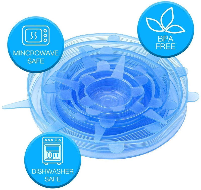 vibgyor Silicone Reusable Safety Stretch Various Sizes Dishwasher Microwave and Freezer Safe Lids Cover for Bowl, Cups, Mugs, Glasses, Cans, Plates 16 inch Lid Set(Silicone)