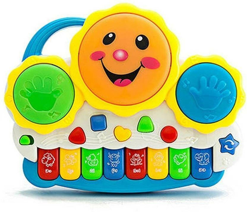 FIDDLERZ Drum Keyboard Musical Piano for Kids with Flashing Lights Animal Sounds & Songs(Multicolor)