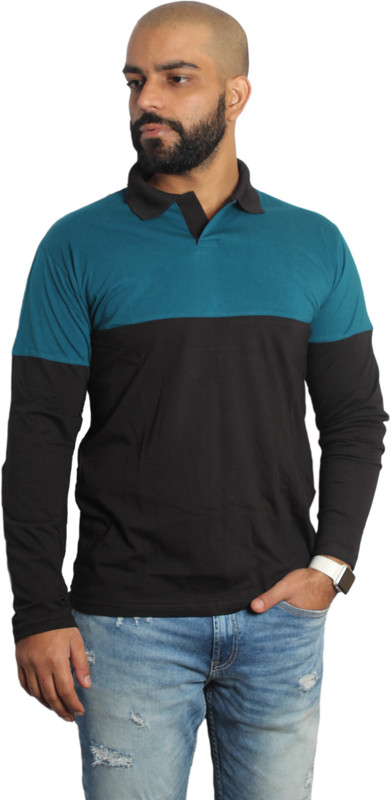jolster Color Block Men Polo Neck Black, Blue T-Shirt
