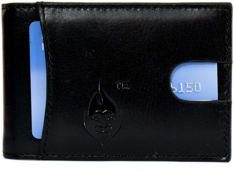 liutas Men Black Genuine Leather Money Clip(8 Card Slots)