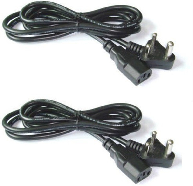RIVER FOX Power Cord 1.5 m 2 PIECES of Computer/Printer/Desktop/Pc/Smps Power Cable Cord Black/Pc Cable (1.5 Meter)(Compatible with Projector, SMPS, PC, LED Screen, Desktop, Printer, Black, Pack of: 2)