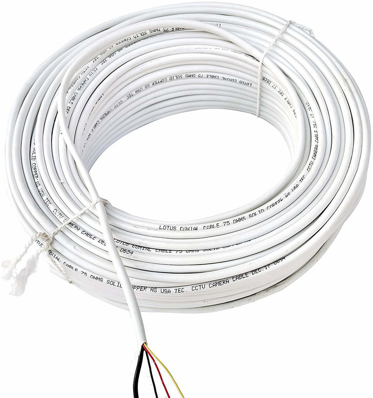 kathiriyas CCTV 3+1 Full Copper Breding Alloy Mic Complete Video Transfer White 30 m Wire(White)