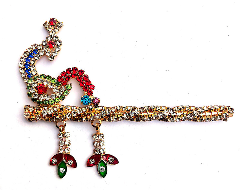 krishnagallery1 Laddu gopal Bansuri Heavy Jarkan peacock design flute ,4,5,6,7 no. laddu gopal Carbon Steel Flute(5)