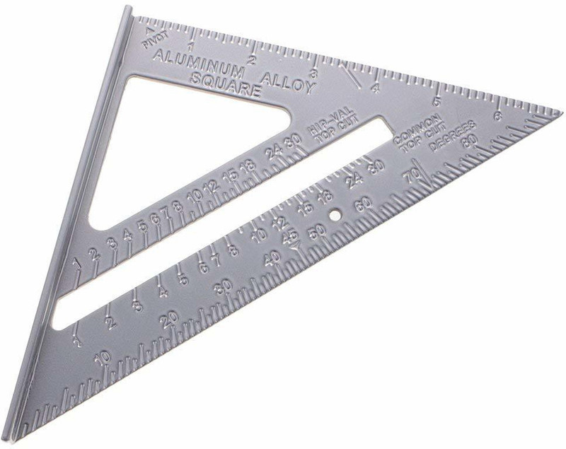 Delidge Grey, 180 mm Double Side Scale Aluminium Alloy Metric Inch Triangle Measurement Hand Tool (Grey, 180 mm)