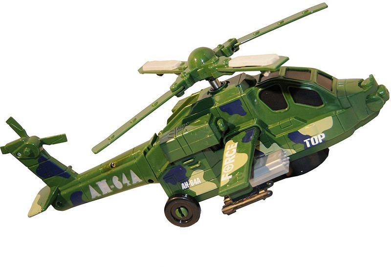 jilani Armored Battleship Battery Operated Kid's Bump and Go Helicopter Toy w/ Flashing Lights, Sounds, Bumps Into Something and Will Change Direction(Green)