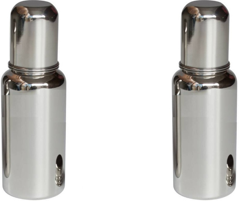 Wonder Star Present High Quality Stainless Steel Baby Feeding Bottle 2 Pieces & Silicon Nipple with Extra Cap for Traveling Purpose (250 ml each) (2 pcs Combo) - 500 ml(Silver)