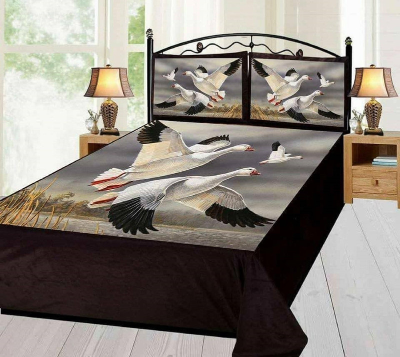 pihu world 220 TC Velvet Double 3D Printed Bedsheet(Pack of 1, Multicolor)