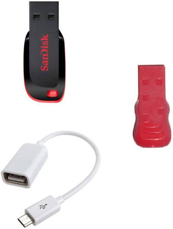 SanDisk 64 GB Pendrive with OTG Cable and Card reader Combo Set