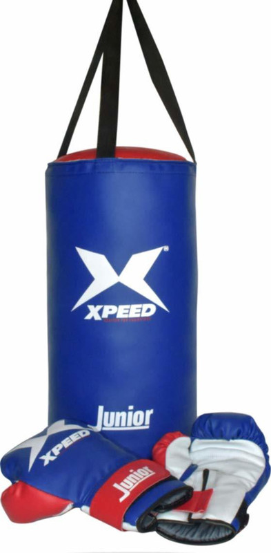 XpeeD Kids Set with Filled 1.5 Punching Bag Head Guard & Gloves Small 4-8 Yrs Old Junior Sports Kit Boxing Kit