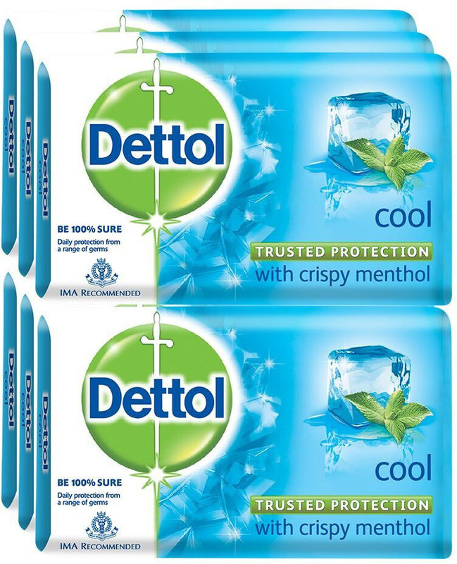 Dettol Bathing Bar Soap, Cool  (750 g, Pack of 6)