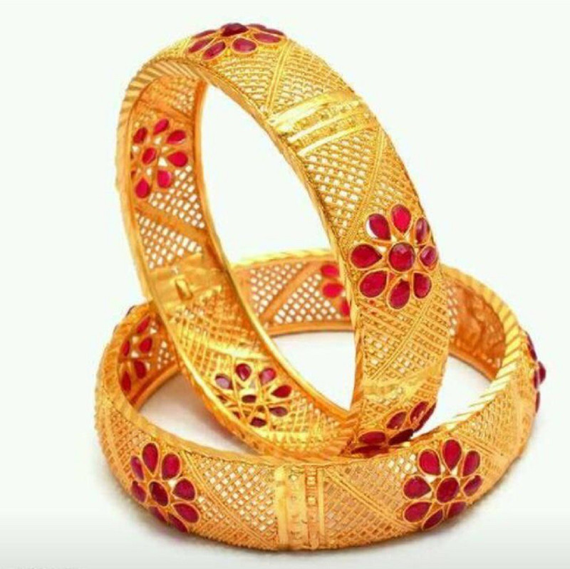 polki Brass Pearl Bangle Set(Pack of 2)
