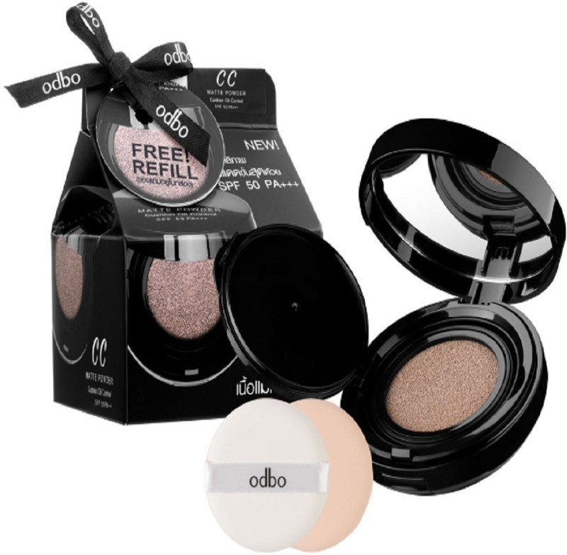 odbo CC Matte Powder Cushion Oil Control SPF 50 PA+++ Compact(No. 21, 36 ml)