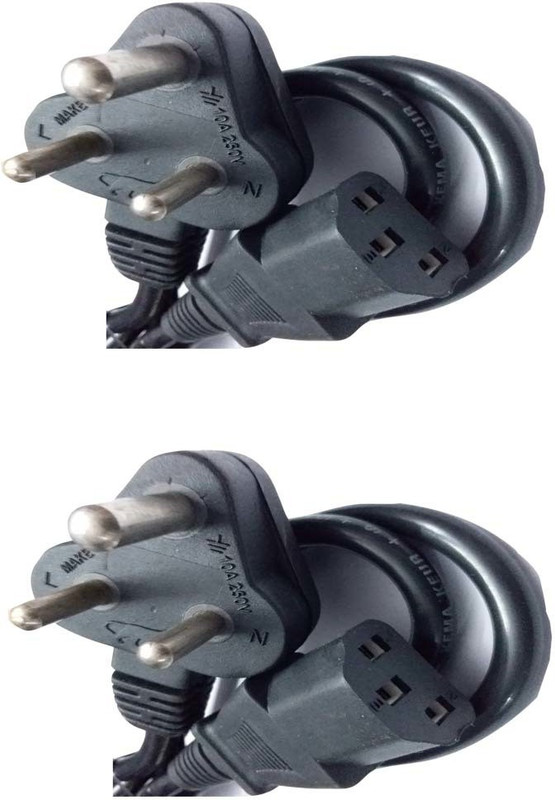 squad Pack of 2 Executive copper inside high quality Power cable Power Cord(Compatible with Desktop, Black)