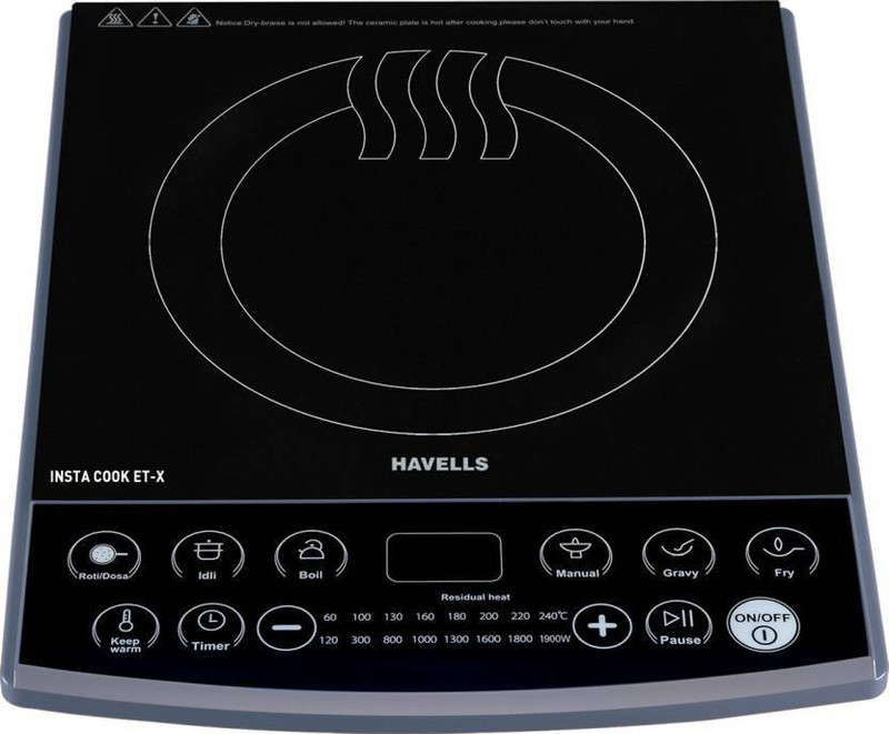 Havells INSTA COOK ET-X Induction Cooktop (Black, Push Button) Induction Cooktop(Black, Touch Panel)