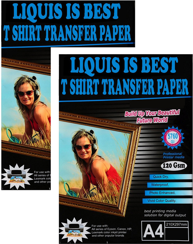 liquis T-Shirt Transfer Photo Paper Print at Home Through Home Iron only it’s Very Easy to Use 10 Sheet A4 Size for Light Color T-Shirt & Fabric Unruled A4 Transfer Paper(Set of 2, White)