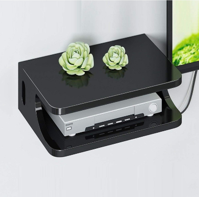 wooden creation compact set of box stend black MDF (Medium Density Fiber) Wall Shelf(Number of Shelves - 1, Black)