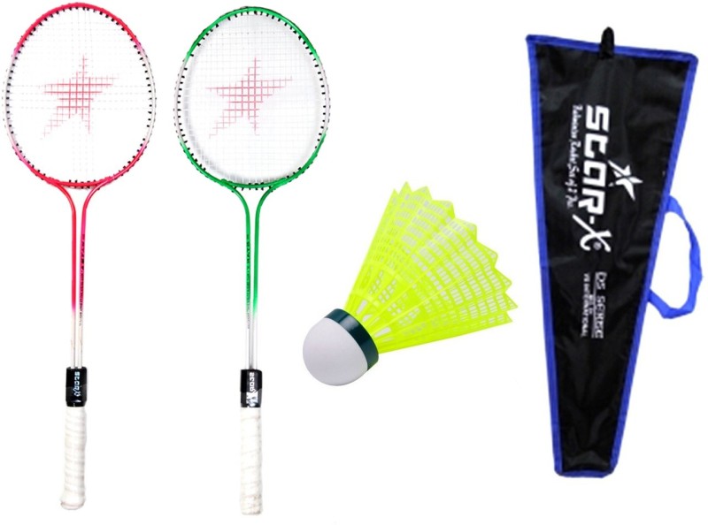 Star X Double Shaft Double Wiring Soft Grip Badminton Racket Cover Shuttle Cock ` Multicolor Strung Badminton Racquet(Pack of: 3, 200 g)