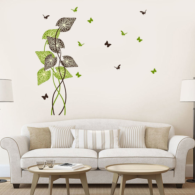 walkart Extra Large Walkart- WallStickers (9683) beautiful butterflies out from its leaves  Sticker(Pack of 1)