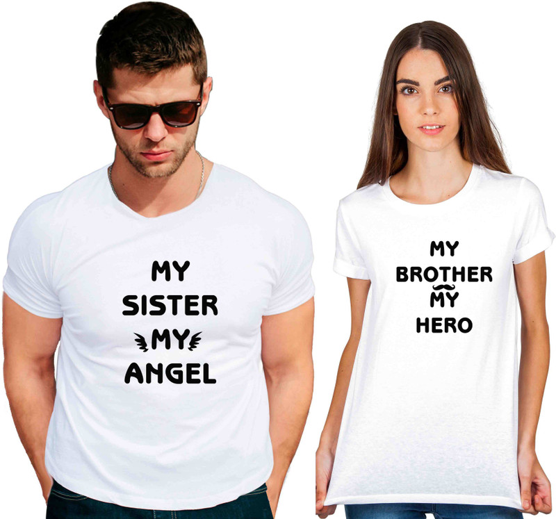 osw fabrics Printed Men & Women Round Neck White T-Shirt(Pack of 2)