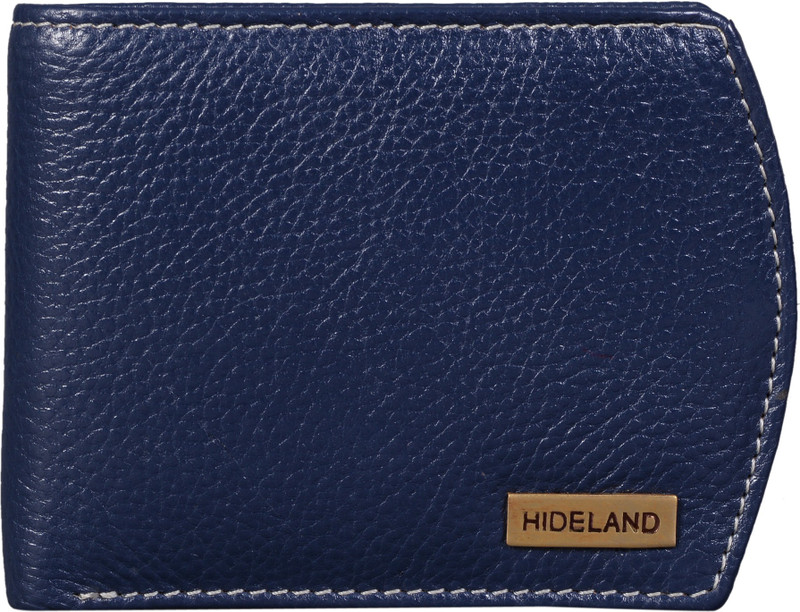 hideland Men Blue Genuine Leather Wallet(9 Card Slots)
