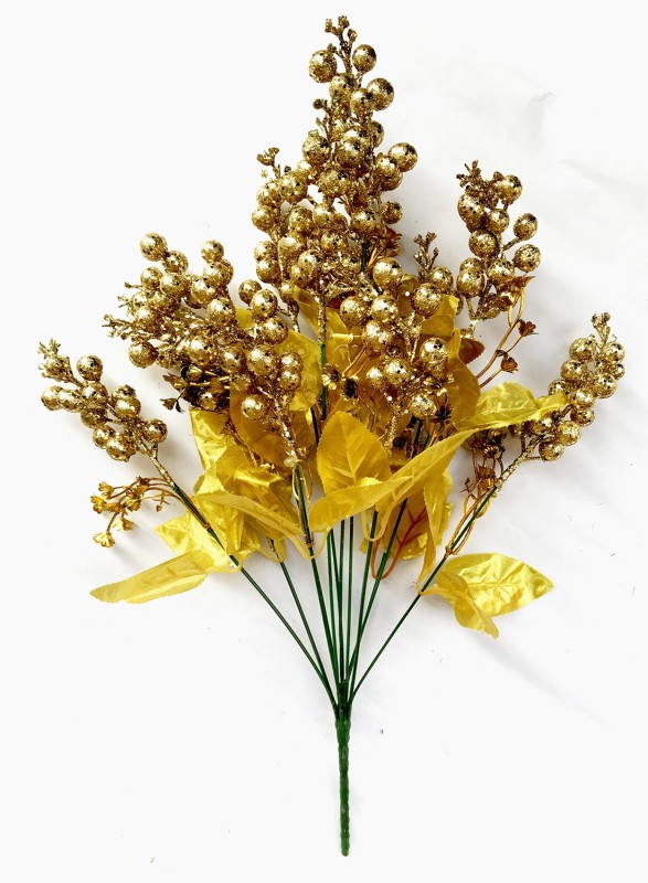 Delmohut Beautiful Artificial Flower Bunch for Home Decor/Hotel Decor/Office Decor/Gifts - Finest Quality Gold Assorted Artificial Flower(20 inch, Pack of 24)