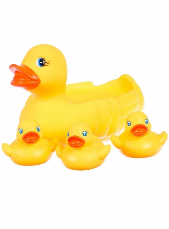 piggie Mother Duck With Three Kids Bath Toy (Yellow) Bath Toy(Yellow)