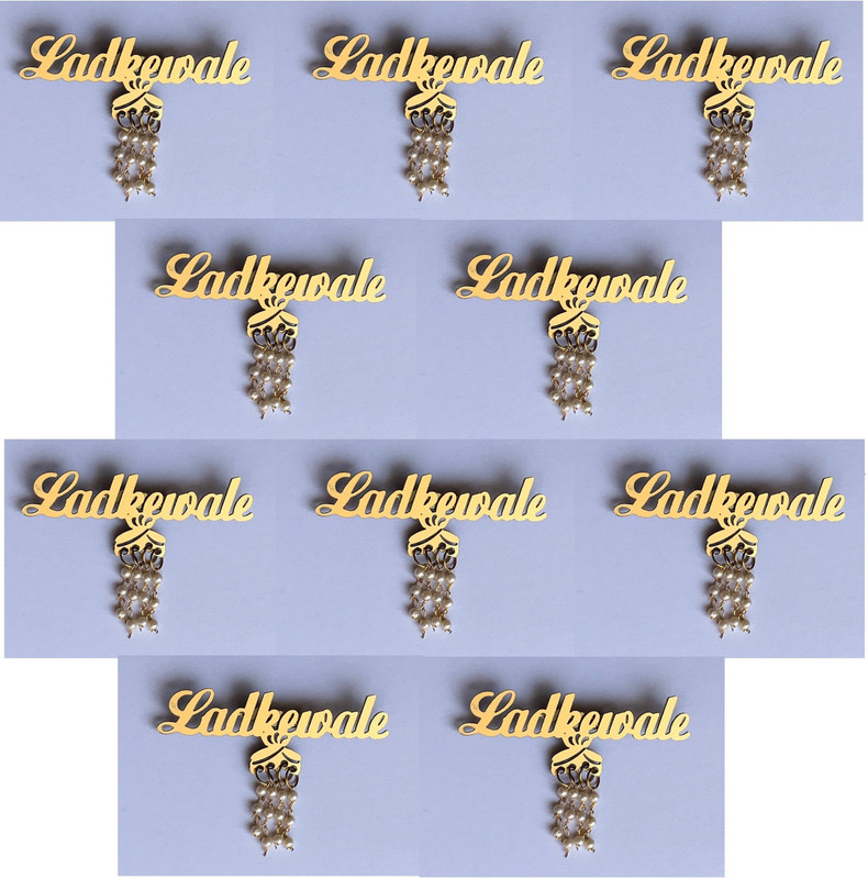 urban engrave Ladkewale Marriage/Wedding Gold Plated Acrylic Brooches for Men & Women ( PACK OF 10 ) Brooch(Gold)