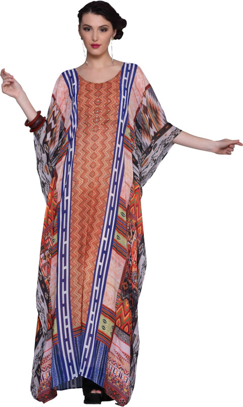 keyana Printed Syn. Silk Crepe Women Kaftan