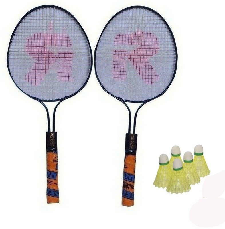 rajson Double Rod Badminton Racket Pair For Kids Boys Girls With 5 Shuttles Badminton Kit