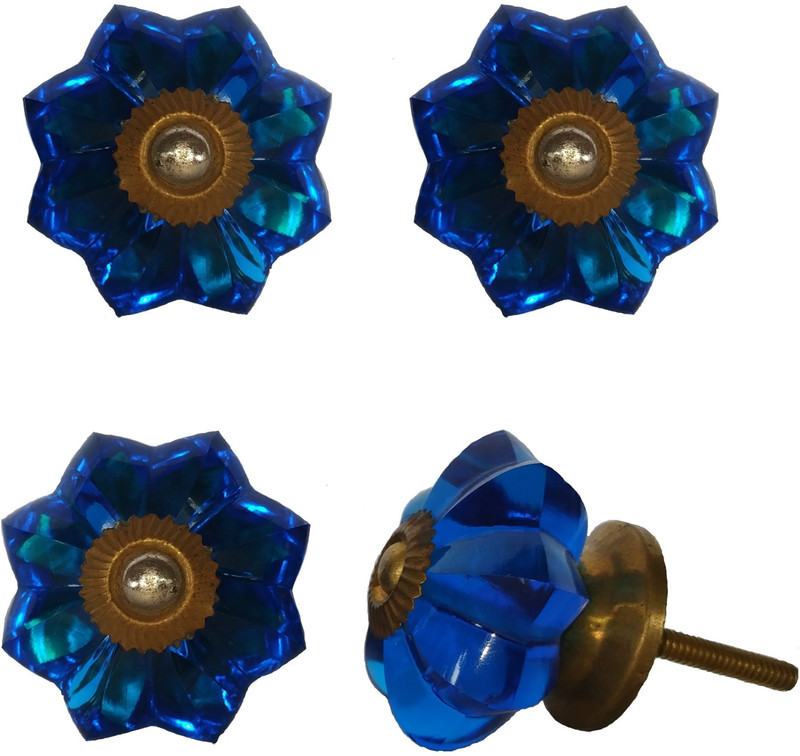 shivalilites SLK_101H Glass Door Knob(Blue Pack of 4)