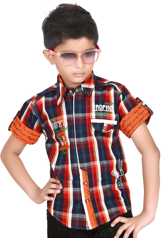 k mark garment Boys Checkered, Printed Casual Multicolor Shirt