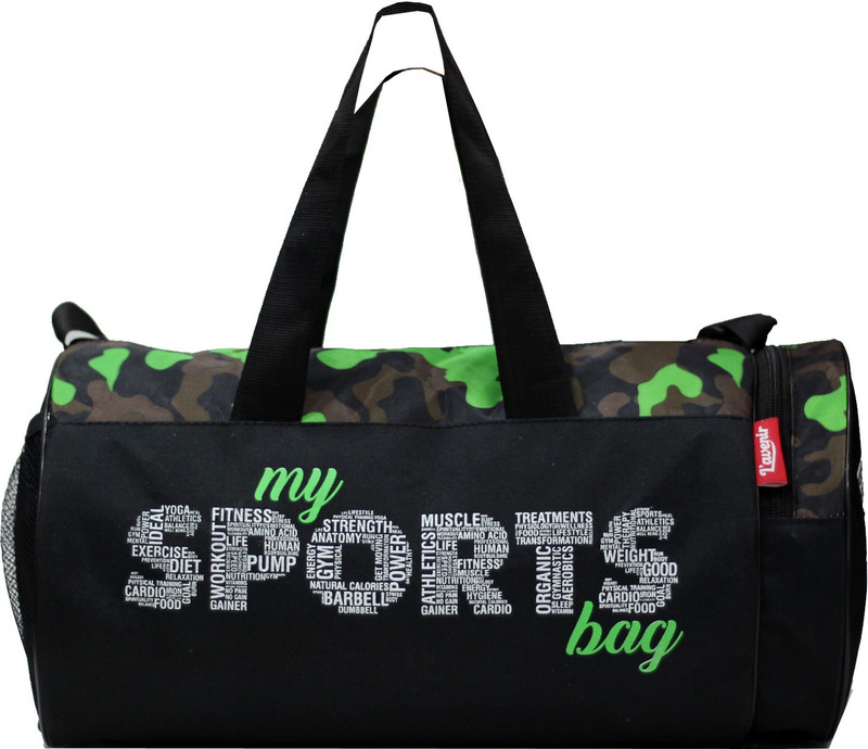 L'AVENIR Black / Green CAMOUFLAGE Pattern Multi-Purpose MY GYM BAG with Side Pocket(Kit Bag)