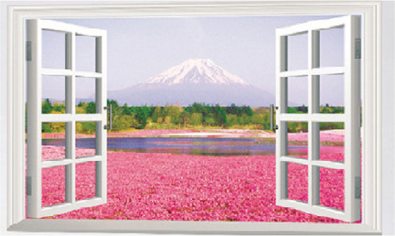 crayowns Medium Latest Stylish 3D Window Snow Mountain PVC Vinyl Wall Sticker  Sticker(Pack of 1)