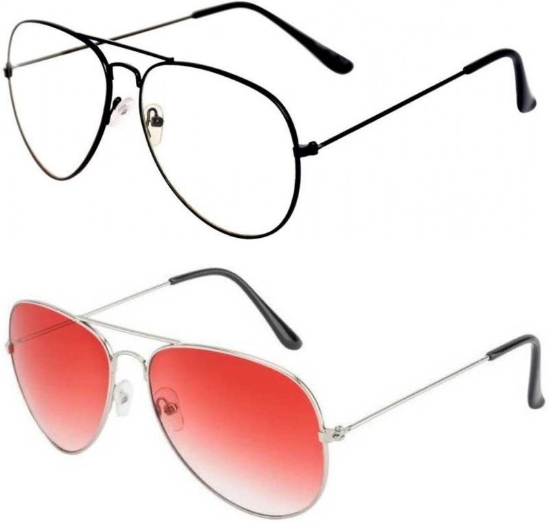 kingsunglasses Aviator Sunglasses(Clear, Red)