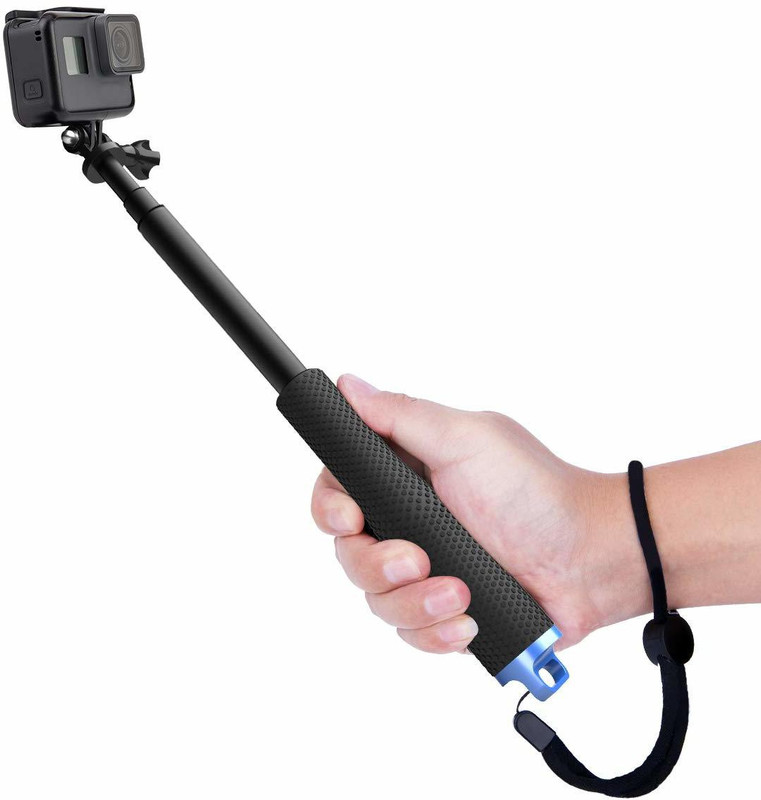 yantralay 19 Inch Extendable Hand Grip Waterproof Monopod Selfie Stick For Action Cameras Monopod(Black, Supports Up to 1000 g)